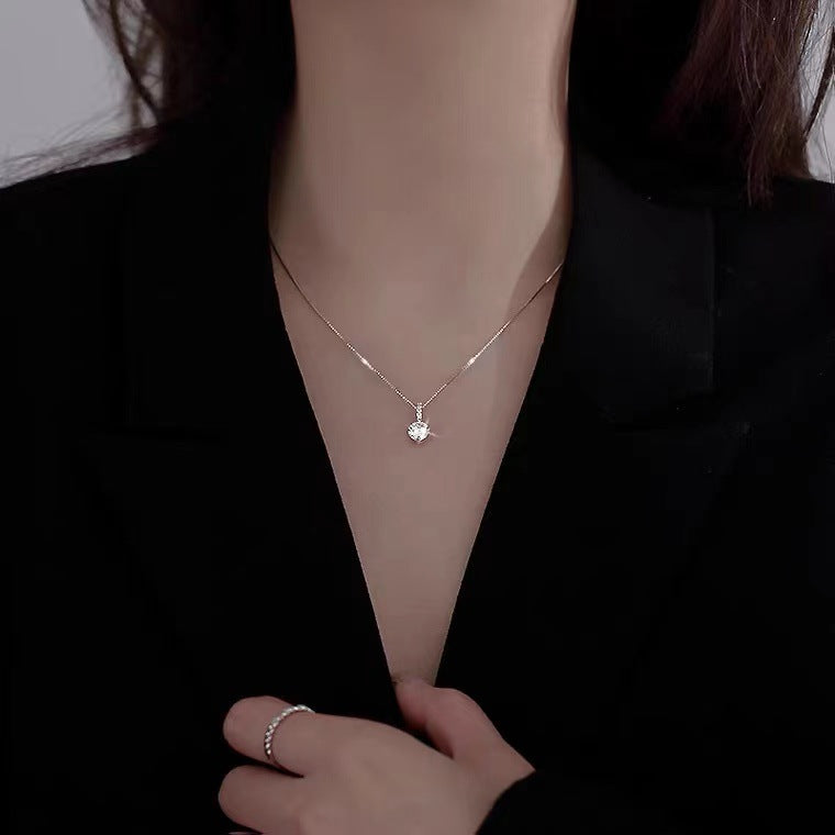 S925 Sterling Silver Zircon Clavicle Chain New Women's Light Luxury Niche Design Cold Style Exquisite
