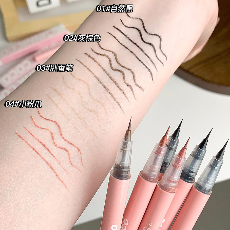 Pinkcoco Finely Carved Ultra-fine Eyeliner Liquid Pen With Ultra-fine Tip Is Waterproof, Long-lasting, Quick-drying And Does Not Smudge Eyelashes Silkworm Pen