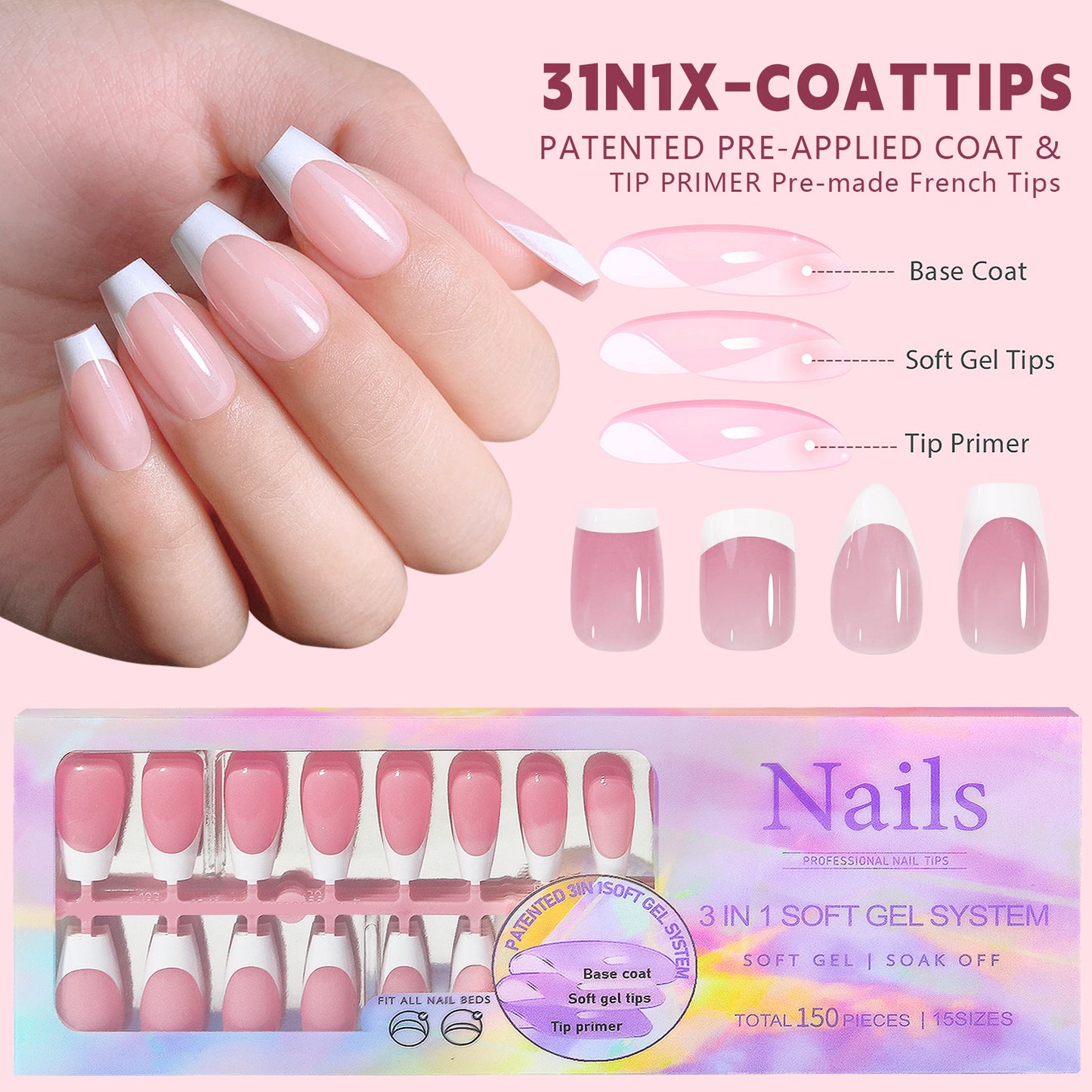New Style Of Manicure Seamless Wearable Manicure Removable Manicure French Style Wearable Manicure