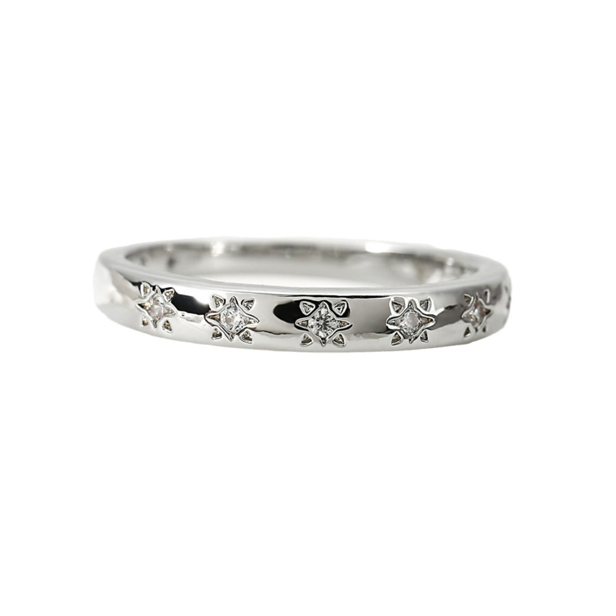 Cross-border European And American Fashion Light Luxury Copper Inlaid Zircon Ring Simple Korean High-end Sense Ring Female Niche Design Ring