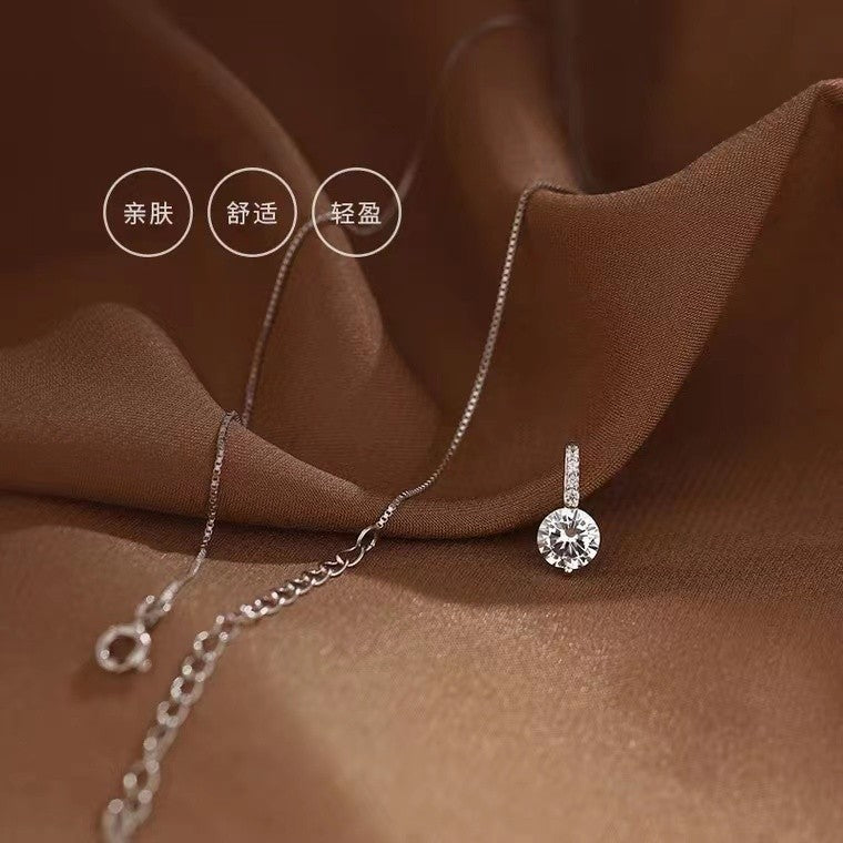 S925 Sterling Silver Zircon Clavicle Chain New Women's Light Luxury Niche Design Cold Style Exquisite