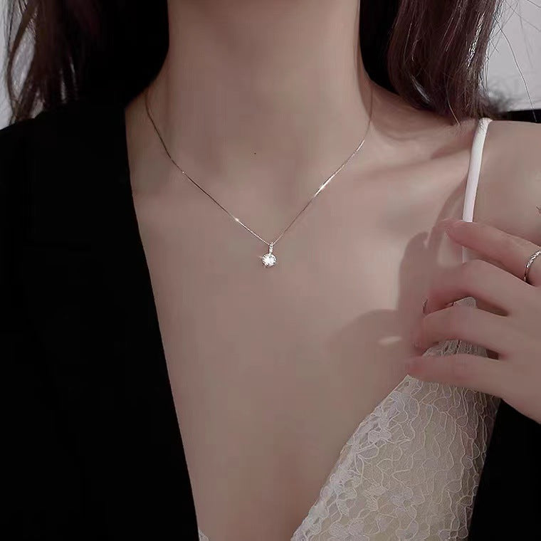 S925 Sterling Silver Zircon Clavicle Chain New Women's Light Luxury Niche Design Cold Style Exquisite