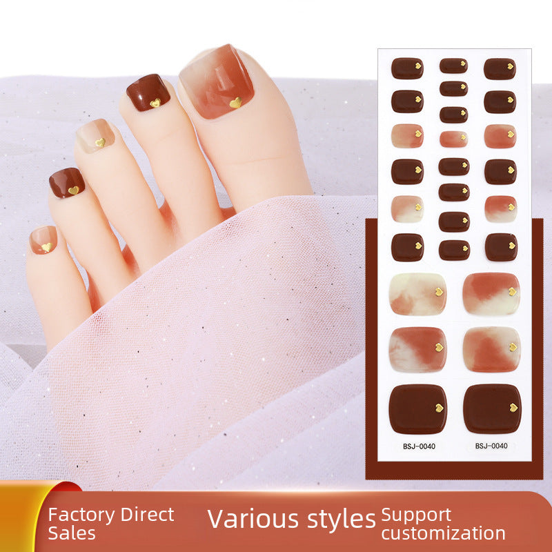 Semi-cured Gel Foot Nail Stickers European And American Toe Gel Nail Stickers 3d Baking Lamp