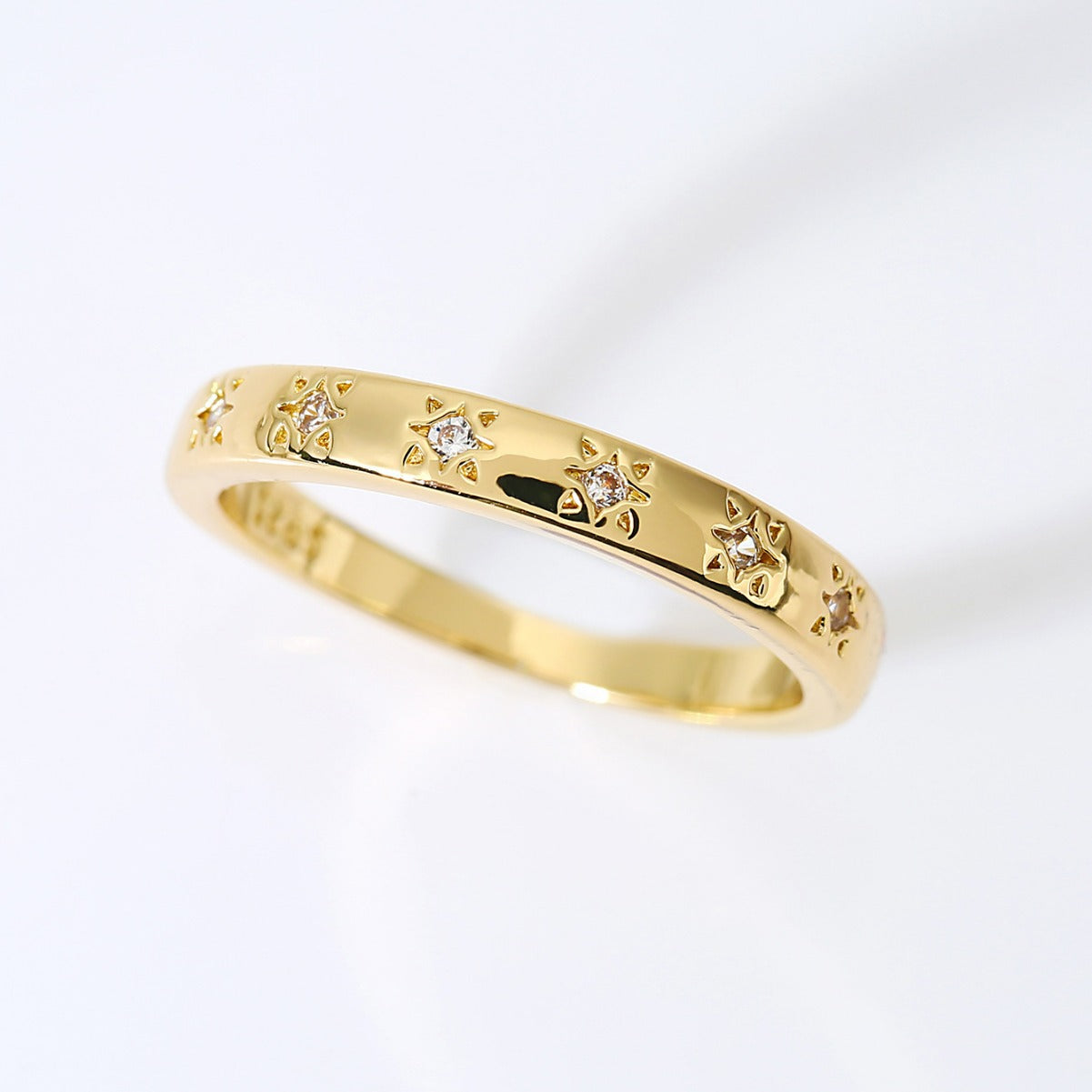 Cross-border European And American Fashion Light Luxury Copper Inlaid Zircon Ring Simple Korean High-end Sense Ring Female Niche Design Ring