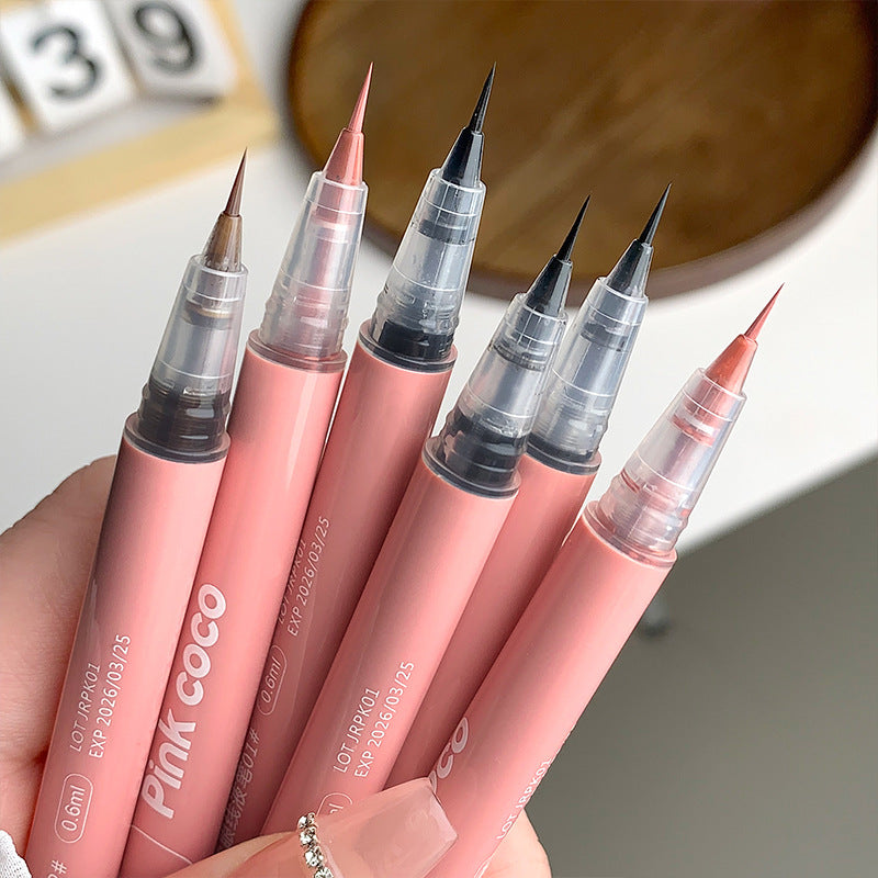 Pinkcoco Finely Carved Ultra-fine Eyeliner Liquid Pen With Ultra-fine Tip Is Waterproof, Long-lasting, Quick-drying And Does Not Smudge Eyelashes Silkworm Pen