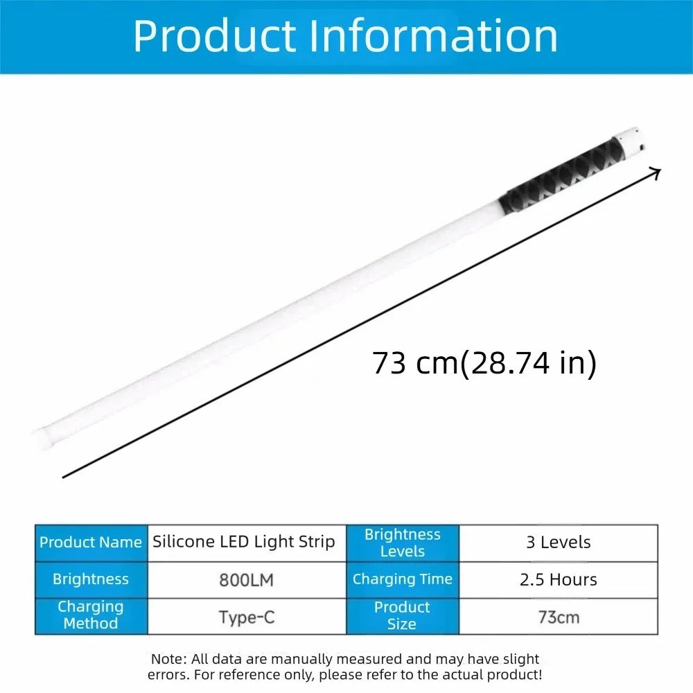 29Inch LED Flashlight Stick High Lumens 3 Brightness Modes Bendable LED Light Long Battery Life Waterproof