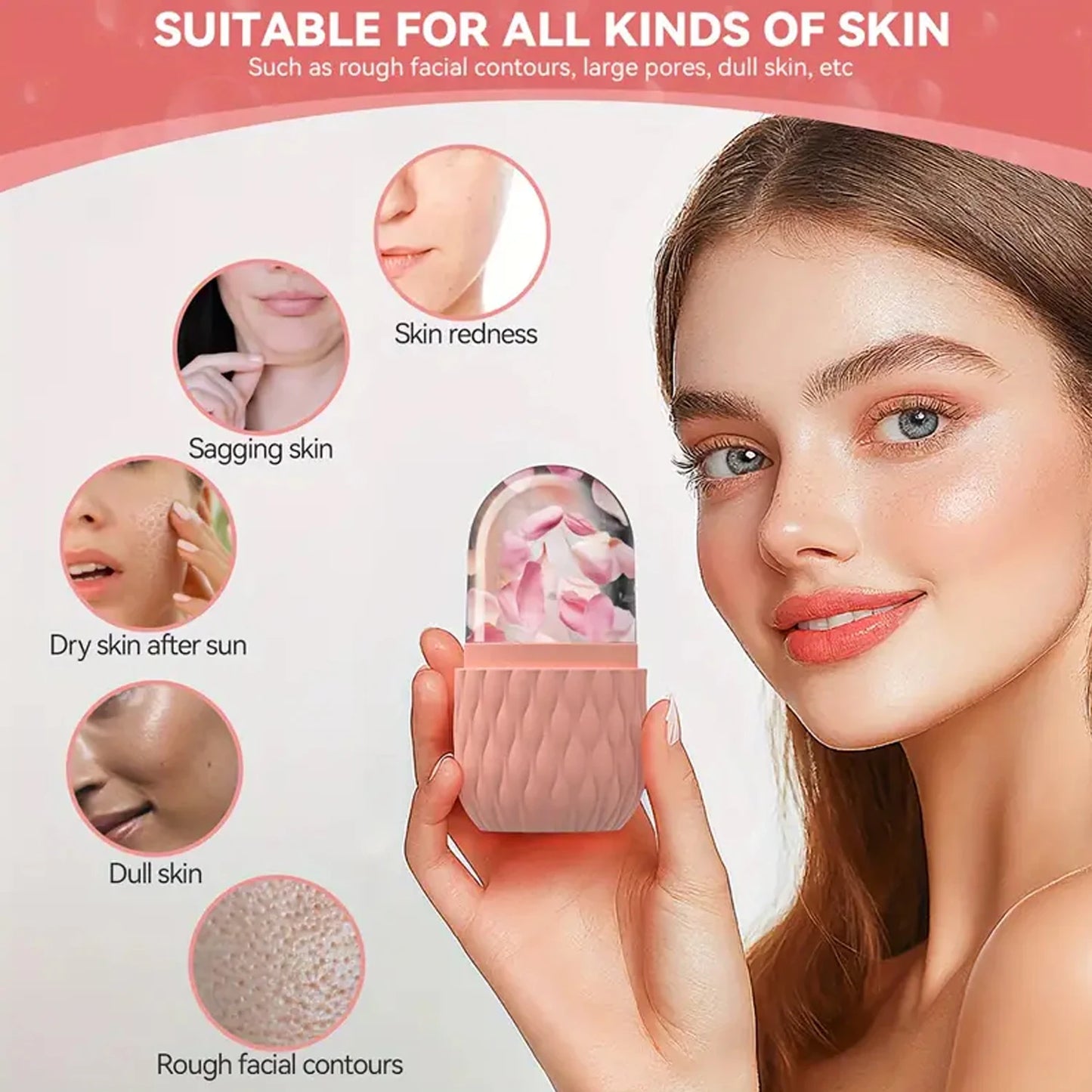 Ice Roller for Face and Eye Reusable Silicone Ice Facial Roller Ice Holder Ice Mold Skin Care Ice Cube Roller for Shrink Pores