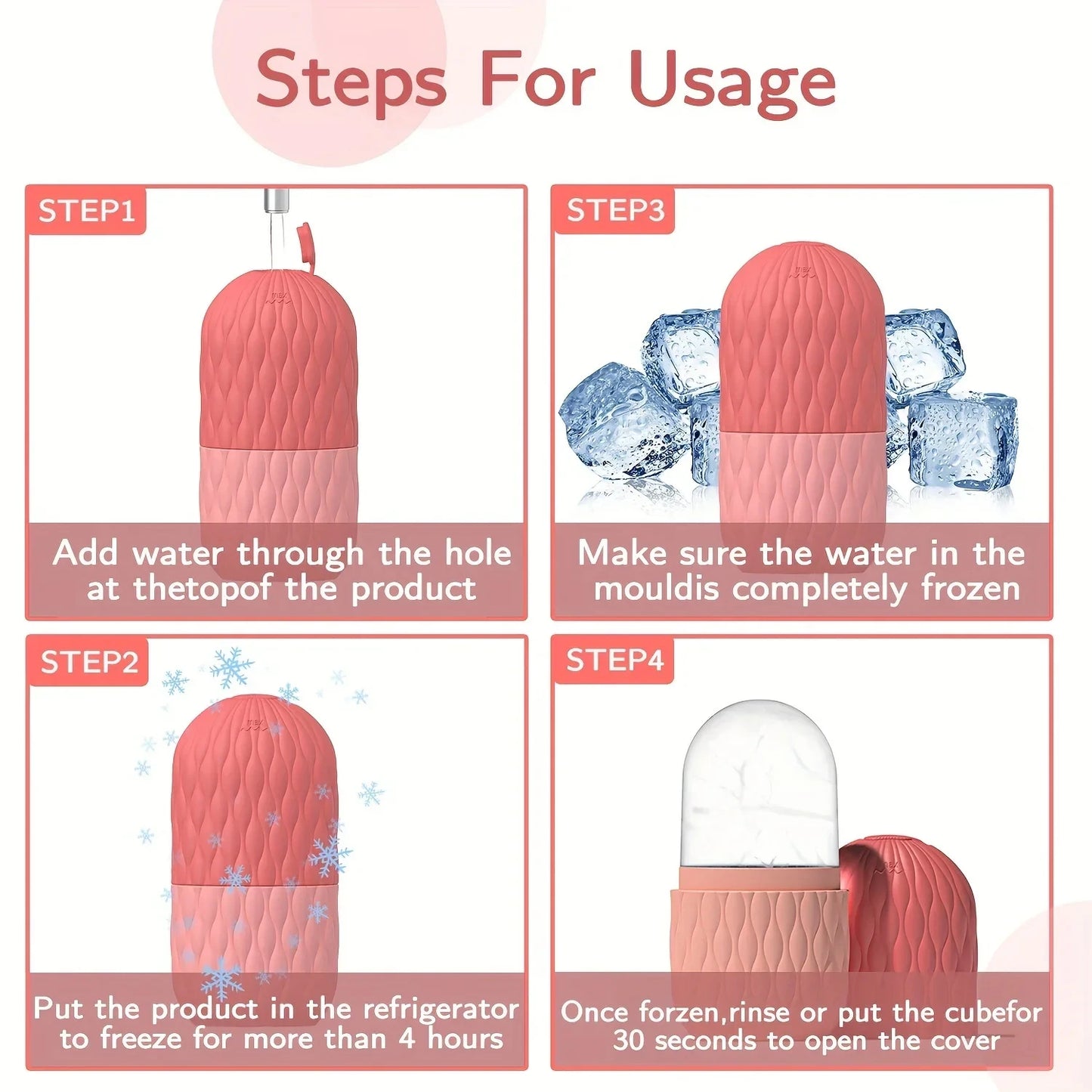 Ice Roller for Face and Eye Reusable Silicone Ice Facial Roller Ice Holder Ice Mold Skin Care Ice Cube Roller for Shrink Pores